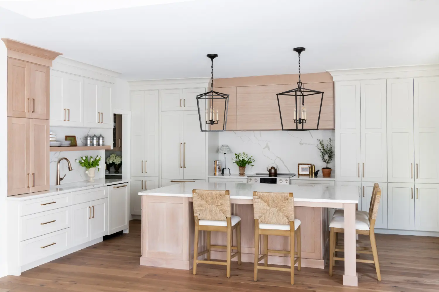 Homeowners enjoying their new kitchen